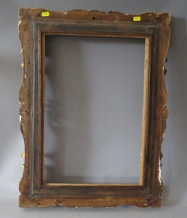 A 19TH CENTURY CARVED WOODEN GILT SWEPT AND PIERCED FRAME, with integral slip, frame W 7.5 cm, - Image 6 of 6