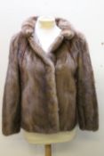 A VINTAGE LADIES PASTEL MINK FUR JACKET, fully lined, hook fastening, stole pocketsCondition