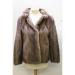 A VINTAGE LADIES PASTEL MINK FUR JACKET, fully lined, hook fastening, stole pocketsCondition