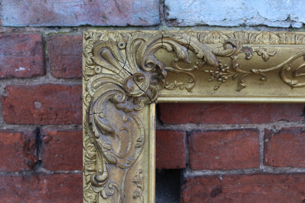 A 19TH CENTURY DECORATIVE GOLD FRAME WITH CORNER EMBELLISHMENTS, and design to corner edge, frame - Image 2 of 6