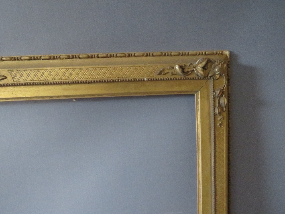 A 19TH CENTURY DECORATIVE GOLD WATERCOLOUR FRAME, with integral gold slip (some damages), frame W - Image 2 of 6