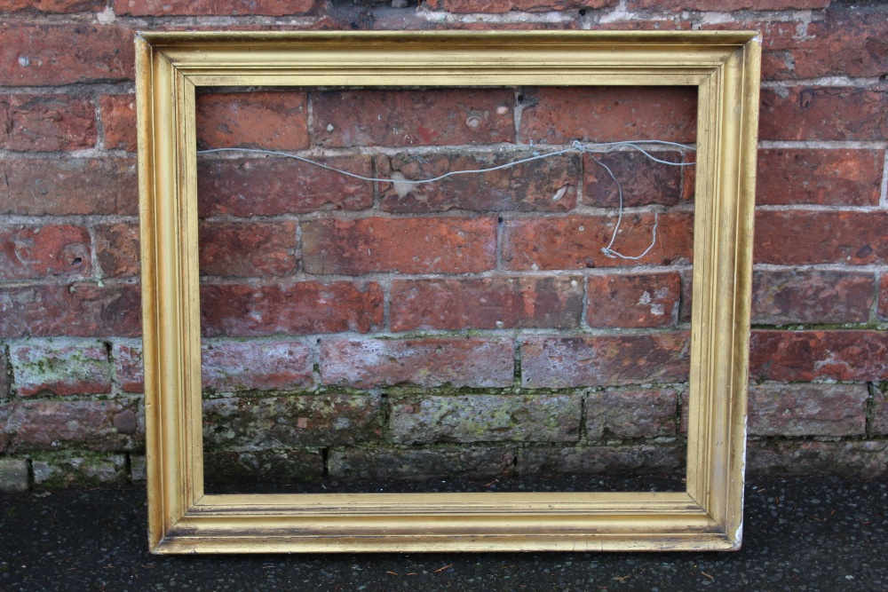 A 19TH CENTURY PLAIN GOLD FRAME, frame W 6.5 cm rebate 51 x 61 cm