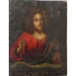 (XVIII-XIX). Continental school, a religious study of a saint, unsigned, oil on copper, unframed, 18