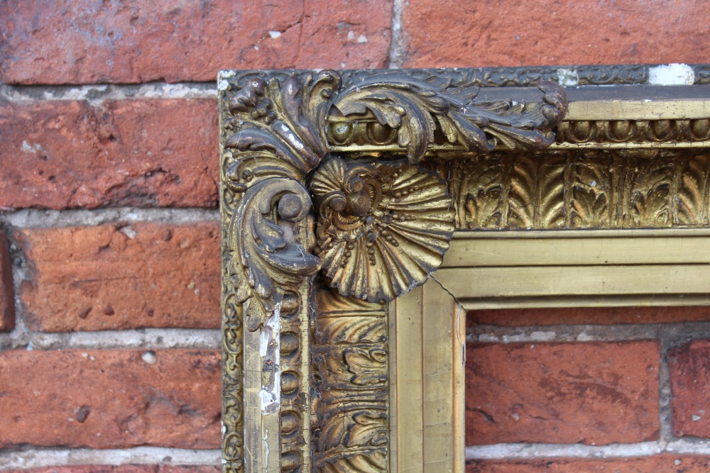 A 19TH CENTURY GILT PICTURE FRAME, plain slip, with acanthus moulded detail, frame W 14 cm, rebate - Image 2 of 6