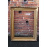 A 19TH CENTURY GILT PICTURE FRAME, plain slip, with reeded detail to the frame, frame W 14 cm,