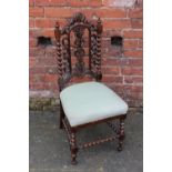 A 19TH CENTURY ROSEWOOD BARLEYTWIST CHAIR, with carved detail