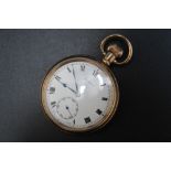 A STAYTE GOLD PLATE OPEN FACED MANUAL WIND POCKET WATCH, Dia 5 cmCondition Report:working capacity