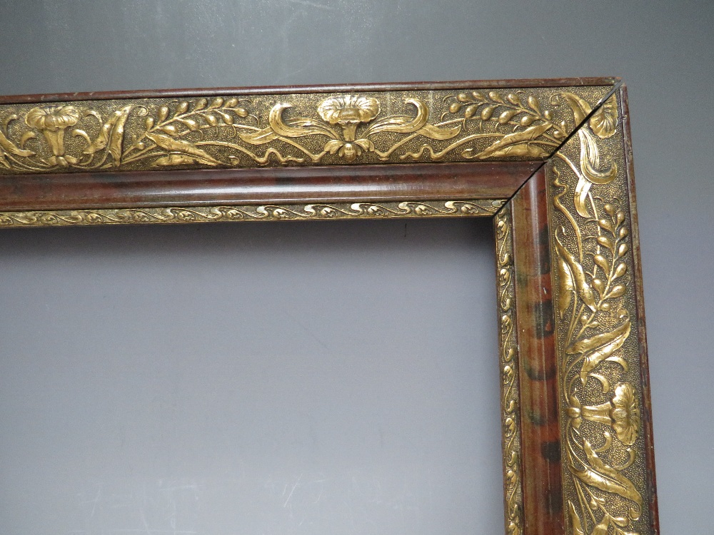 A LATE 19TH / EARLY 20TH CENTURY ART NOUVEAU STYLE FRAME, with gold decoration, frame W 6.5 cm, - Image 3 of 6