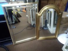 TWO FRAMED MIRRORS THE LARGEST 88 CM BY 62 CM