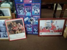 THREE FRAMED AND GLAZED SPORTING INTEREST PRINTS TO INCLUDE ENGLAND WORLD CUP WINNERS 1966