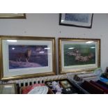 TWO FRAMED AND GLAZED ANTHONY GIBBS LIMITED EDITION PRINTS OF LIONS