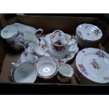 A TRAY OF CERAMICS TO INCLUDE A ROYAL ALBERT 'OLD COUNTRY ROSES' TEAPOT (TRAY NOT INCLUDED)