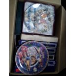 A BOX OF PICTURE PLATES TO INCLUDE ROYAL WORCESTER