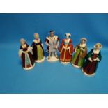 A COLLECTION OF PORCELAIN FIGURES TO INCLUDE 'HENRY VII AND HIS WIVES'¦++One of the wives has been