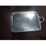 A LARGE WHITE METAL SERVING TRAY