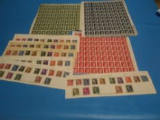 THIRD REICH, HITLER PORTRAIT STAMPS TO INCLUDE A FULL SHEET OF 4PF AND OTHER PART SHEETS