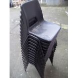 TWELVE STACKING MOULDED CHAIRS