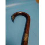 A HALLMARKED SILVER TOPPED WALKING STICK