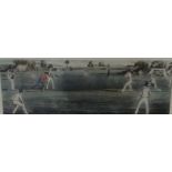 A HAND COLOURED LITHOGRAPH OF A CRICKET MATCH BY JAMES. POLLARD 1824, THIS PRINT PUBLISHED 1834 BY