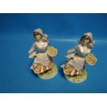 TWO ROYAL WORCESTER FIGURINES 'ROSIE PICKING APPLES'