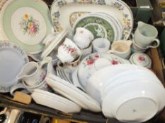 THREE TRAYS OF ASSORTED CHINA AND CERAMICS TO INCLUDE COLCLOUGH CHINA ETC