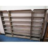 THREE OAK OPEN BOOKCASES A/F (3)