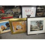 A COLLECTION OF ASSORTED PICTURES AND PRINTS TO INCLUDE A FRAMED OIL ON CANVAS OF CHILDREN IN PERU