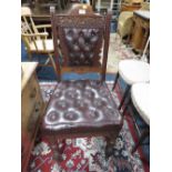 A HEAVY EDWARDIAN CARVED MAHOGANY CHAIR