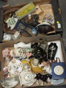 TWO TRAYS OF CERAMICS AND COLLECTABLES TO INCLUDE AYNSLEY