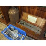 A VINTAGE CASED COMPRESSION TESTER BY LEONARD FARNELL, A BOX OF SCIENTIFIC INSTRUMENTS ETC. TOGETHER