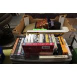 A BOX OF COLLECTABLES TO INCLUDE STAMP ALBUMS