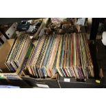 THREE BOXES OF ASSORTED LP RECORDS ETC. TO INCLUDE THE TROGGS, THE HOLLIES, BONEY M ETC.