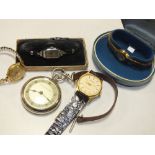 A BAG OF AUTOMATIC WRISTWATCHES TOGETHER WITH A POCKET WATCH