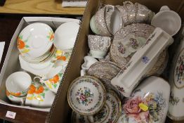 TWO TRAYS OF ASSORTED CHINA TO INCLUDE COALPORT, PARAGON AND COLCLOUGH EXAMPLES