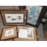 THREE FRAMED AND GLAZED SIGNED LIMITED EDITION IMPRESSED PICTURES, TOGETHER WITH FOUR ORIENTAL