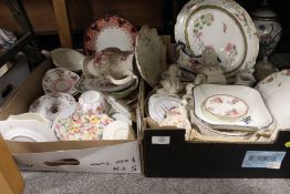 TWO TRAYS OF ASSORTED CERAMICS TO INCLUDE SPODE, ROYAL DOULTON, MATT FINISH BUSTS ETC