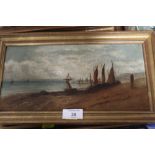 TWO FRAMED OIL PAINTINGS COMPRISING OF AN OIL ON CANVAS OF A COASTAL SCENE AND AN OIL ON BOARD OF