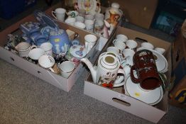 THREE TRAYS OF CHINA AND CERAMICS TO INCLUDE A COLLECTION OF WEDGWOOD JASPERWARE