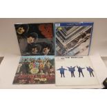 FOUR THE BEATLES LP RECORDS TO INCLUDE RUBBER SOUL, HELP ST PEPPERS AND 1967-70