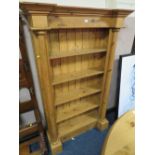 A MODERN OPEN PINE BOOKCASE H-199 CM W-121 CM