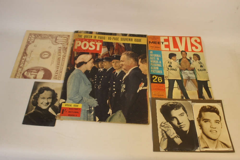 A BOX OF ASSORTED EPHEMERA, PRINTS AND MAGAZINES to include 'Meet Elvis', 'History of Ships', ' - Image 3 of 4