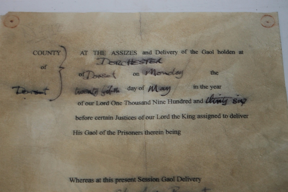 A DOCUMENT ORDERING THE HANGING OF CHARLOTTE BRYANT: "County of Dorset, At The assizes and - Image 2 of 4