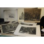 A TRAY OF UNFRAMED ENGRAVINGS ETC., various artists and subjects to include H. Singleton, F.