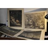 A TRAY OF UNFRAMED ENGRAVINGS ETC., various artists and subjects to include A. Van Dyck,