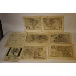 A SMALL GROUP OF "EMAN BOWEN" MAPS CONSISTING OF NORTH AMERICA, SOUTH AMERICA, ASIA (DATED 1747),