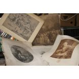 A TRAY OF UNFRAMED ENGRAVINGS, various artists and subjects to include G. Morland, Bartolozzi, W.