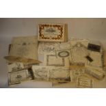 A COLLECTION OF 19TH CENTURY EPHEMERA, to include menus, theatre tickets etc