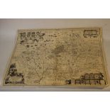 JAN JANSSON MAP OF WARWICKSHIRE AND WORCESTERSHIRE, c.1647, German text on back, uncoloured,