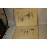 TWO MOUNTED COMICAL TYPE PRINTS SIGNED L.B. MARTIN (5301)