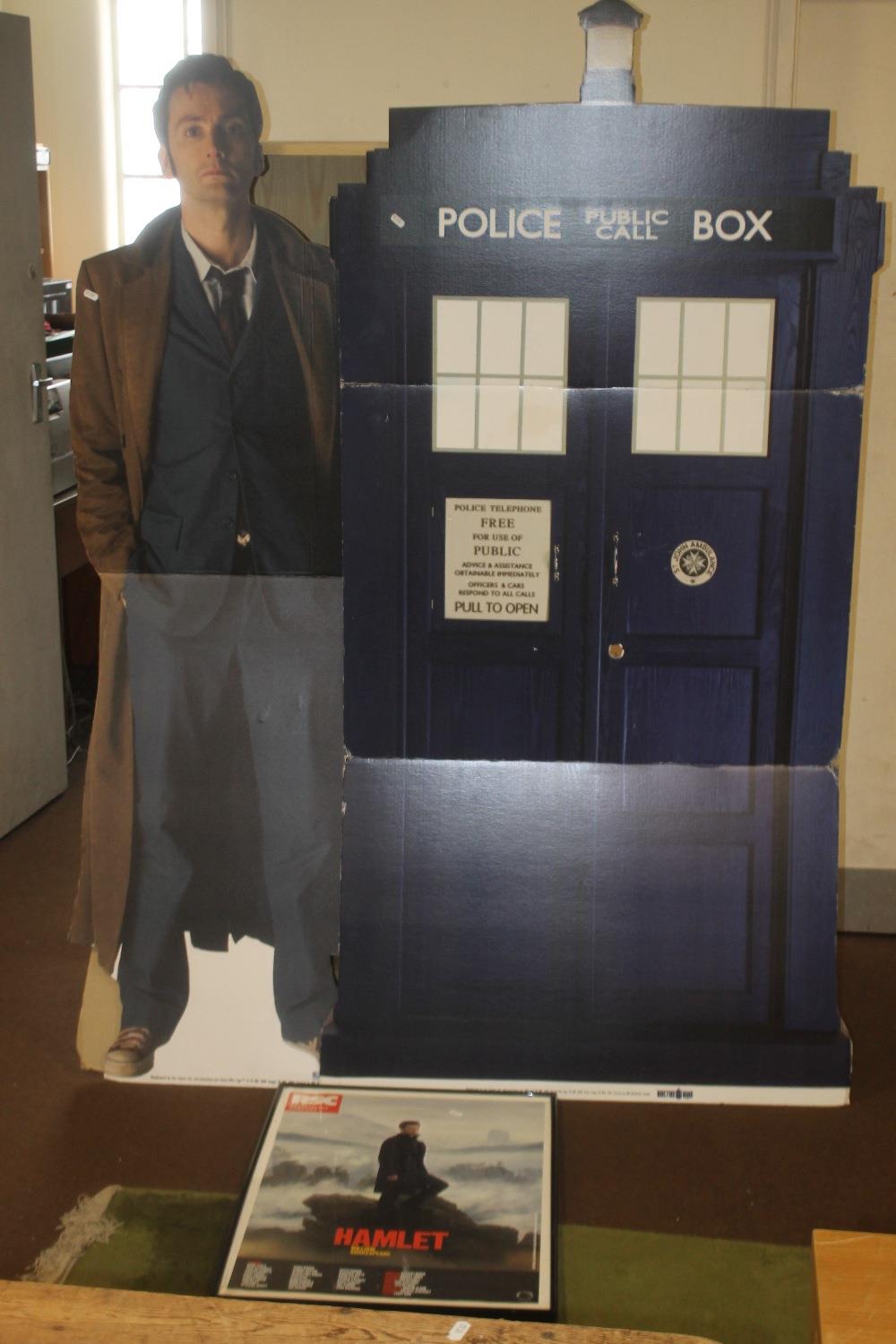 DR WHO INTEREST - TWO FREE STANDING CARDBOARD FIGURES, The Tardis and David Tennant, unidentified